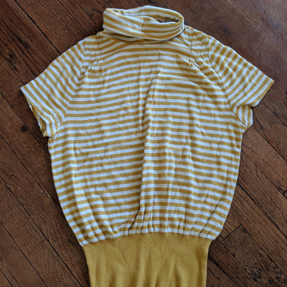 ❌ SOLD Anthropologie Yellow Striped Turtleneck